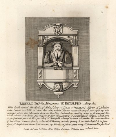 Památník obchodníka taylora a filantropa Roberta Dowa v St Botolph