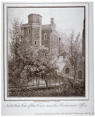 Severozápadní pohled na Jewel Tower, Old Palace Yard, Westminster, Londýn, c1805 od John Thomas Smith