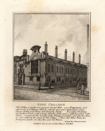 Sion College, na londýnské zdi, poblíž Cripplegate od John Thomas Smith