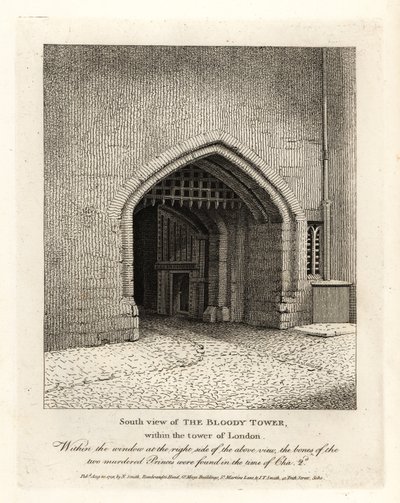 Jižní pohled na Bloody Tower v Tower of London od John Thomas Smith