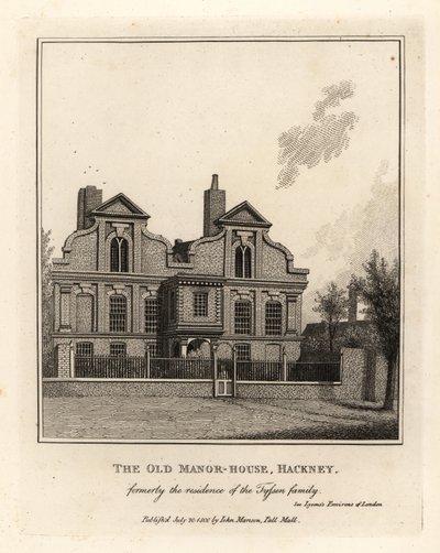 Old Manor House, Hackney, dříve sídlo rodiny Tyssenů od John Thomas Smith
