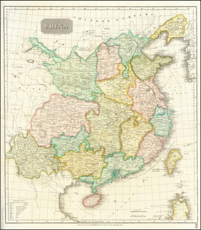 Mapa Číny z roku 1815 od John Thomson