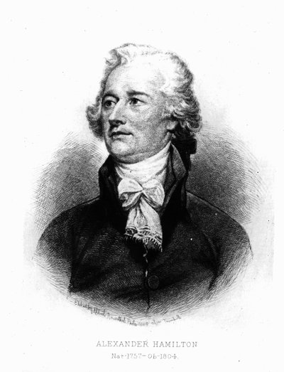 Alexander Hamilton, vyrytý Albertem Rosenthalem, 1888 od John Trumbull