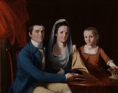 Jonathan Trumbull, Jr., Eunice Backus Trumbull a Faith Trumbull (později Faith Trumbull Wadsworth) (1740 od John Trumbull
