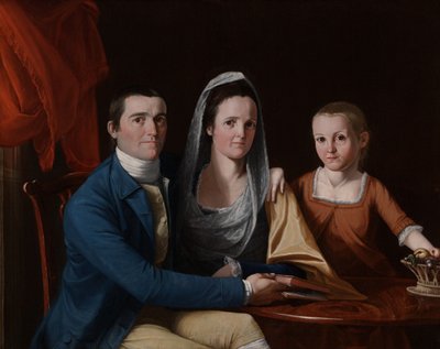 Jonathan Trumbull Jr., Eunice Backus Trumbull a Faith Trumbull, později Faith Trumbull Wadsworth (1740-1809, LL.D. 1797; 1749-1826; 1769-1846) od John Trumbull