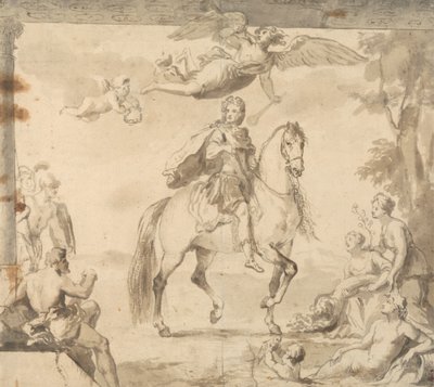 Přípravná studie na dekoraci „Jezdecký portrét George I“ od John Vanderbank
