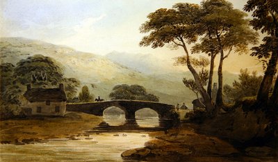 Beddgelert Bridge (akvarel na papíře) od John Varley