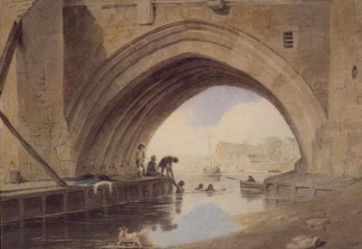 Děti plavání pod Ouse Bridge v Yorku od John Varley
