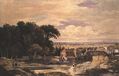 Frognal, Hampstead, cca 1825 (akvarel) od John Varley