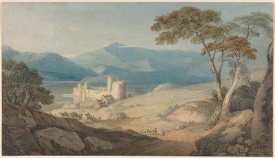 Hrad Harlech a Snowdon od John Varley