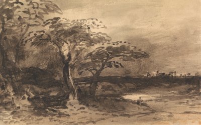 Řeka, stromy a vzdálené město od John Varley