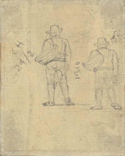 Dvě studie postavy držící košík [verso] od John Varley