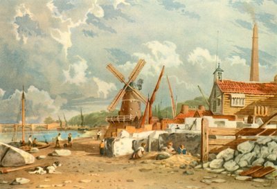 Randalls Flint Mill, Nine Elms, Battersea, 1830, 1947. od John Varley I