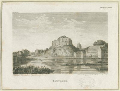 Hrad Tamworth: rytina, nd [c 1798] od John Walker