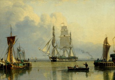 Loď "William Lee" vplouvá do doku Humber, Hull (olej na desce) od John Ward