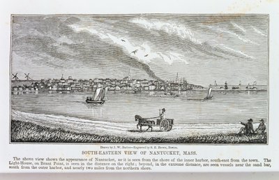 Jihovýchodní pohled na Nantucket, z „Historických sbírek Massachusetts“, John Warner Barber, rytý S. E. Brown, 1839 od John Warner Barber