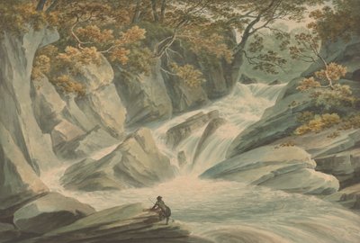 Hafod: Horní část kaskády od John Warwick Smith