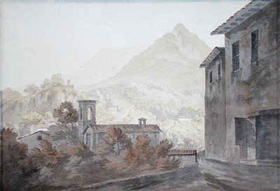 Luganské jezero (akvarel na papíře) od John Warwick Smith