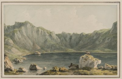 Llyn Idwal, na přístupu k němu z Llyn Ogwen, Carnarvonshire, kolem 1795 (wc na papíře) od John Warwick Smith