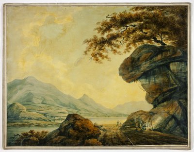 Cestovatelé vaří na silnici u jezera od John Warwick Smith