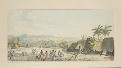 19: Pohled do vnitrozemí, na Atooi, ze série akvarelů ilustrujících poslední plavbu kapitána Cooka, cca 1773-84 od John Webber