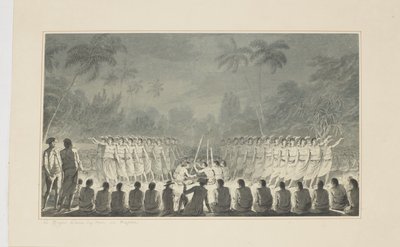 5: A Night Dance by Men, v Hapaee, ze série akvarelů ilustrujících poslední plavbu kapitána Cooka, cca 1773-84 od John Webber