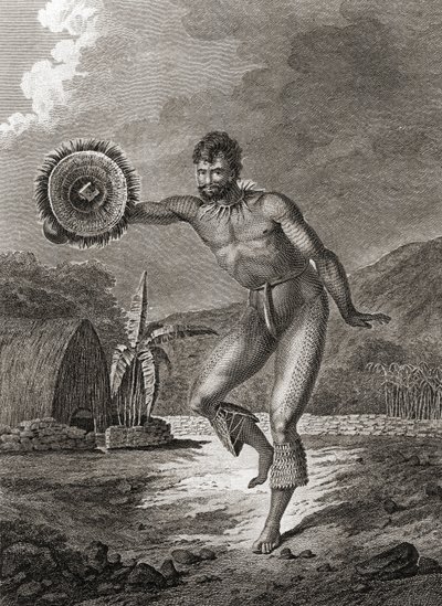 Potetovaný tanečník v tradičním kroji, Havaj, 1778 od John Webber