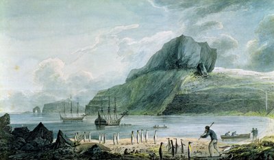 Pohled na vánoční přístav v zemi Kerguelen, 1781-4 od John Webber