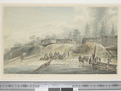 F.23 A View of the Habitations in Nootka Sound, c.1773-84 (akvarel) od John Webber