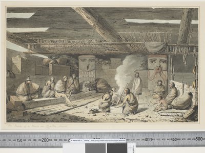 F.24 The Inside of a House in Nootka Sound, c.1773-84 (akvarel) od John Webber