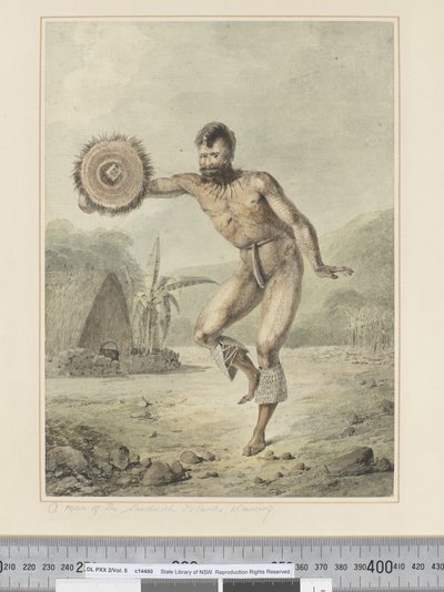 F.36 Muž ze Sandwichových ostrovů, Tanec, cca 1773-1784 (akvarel) od John Webber