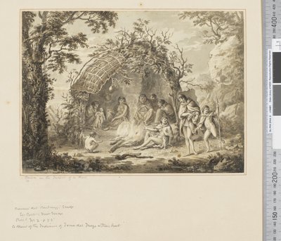F.43 Domorodci v interiéru chaty, cca 1783-1784 (akvarel) od John Webber