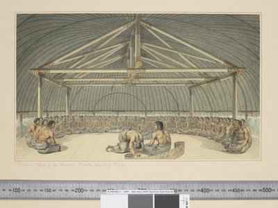 F.7 Poulaho, král Přátelských ostrovů, pití Kava, kolem 1773-84 (akvarel) od John Webber