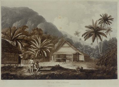 Pohled na ostrov Cracatoa, z knihy "Pohledy do jižních moří", pub. 1789 (lept) od John Webber