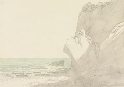 The Warren near Exmouth, Devon: Strmé útesy tyčící se vpravo, Moře a Rocky Shore vlevo od John White Abbott