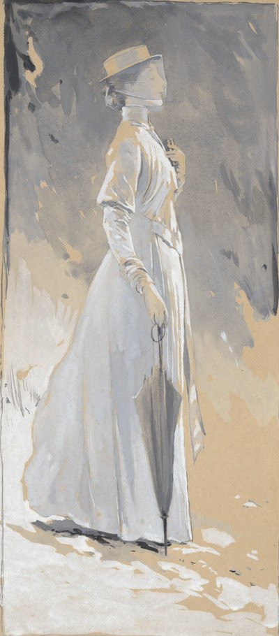 Mladá žena v bílém: Slečna Cynthia od John White Alexander
