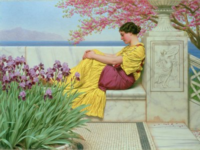 Pod květem, který visí na větvi, 1917 od John William Godward