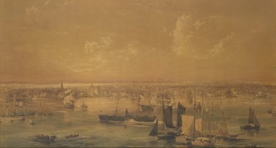 New York od East River, 1852 (praní, kvaš a grafit) od John William Hill