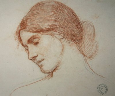 Hlava mladé dívky, vlevo od John William Waterhouse