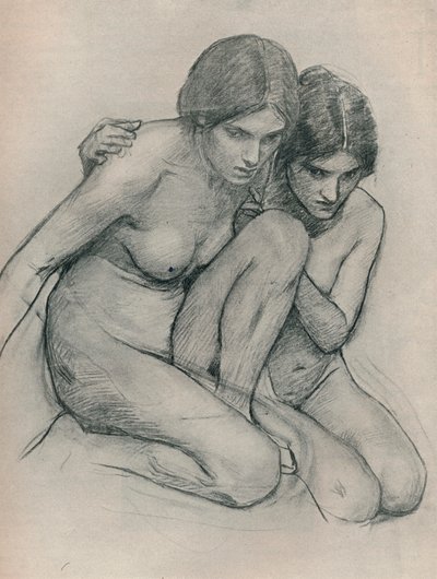 Studie pro The Nymphs Finding the Head of Orpheus, c1899 od John William Waterhouse