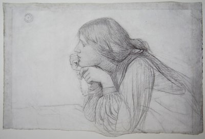 Studie ženské postavy s růžencem od John William Waterhouse