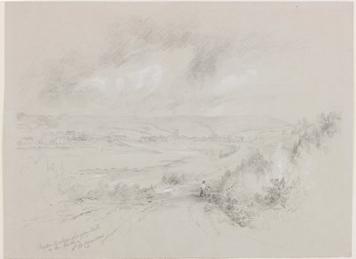 Haydon Bridge, Langley Castle in the Distance (bc a tužka na papíře) od John Wilson Carmichael
