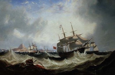 Loď z Gibraltaru v rozbouřeném moři od John Wilson Carmichael