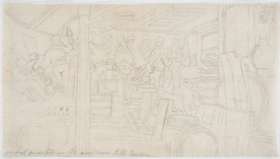 Loď H.M.S. Caesar (tužka na papíře (obkresba)) od John Wilson Carmichael