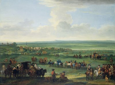 George I (1660-1727) v Newmarketu, 4. nebo 5. října 1717, kolem roku 1717 (olej na plátně) od John Wootton