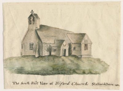 Weeford Church: malba vodovými barvami, 1782 od John Wright