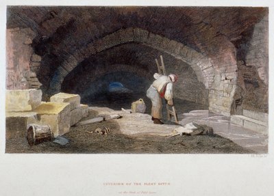 Interiér Fleet Ditch v zadní části Field Lane, City of London, 1851. od John Wykeham Archer