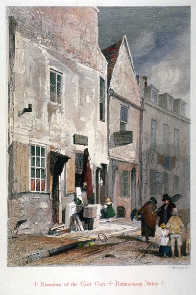 Pohled na zbytky východní brány opatství St Saviour, Bermondsey, Londýn, 1851 od John Wykeham Archer