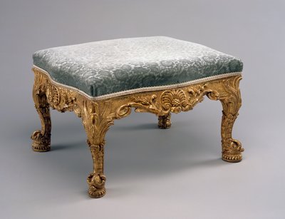 Stolička, cca 1757 (lipové dřevo, zlacení a čalounění) od John attr.to Vardy