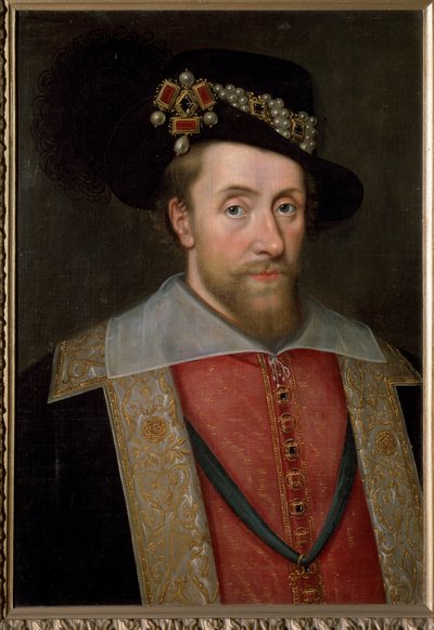 Portrét Jakuba I., krále Anglie a Irska (Jakub VI., skotský král), kolem roku 1605 (malba) od John de (circle of) Critz